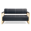 Modern Upholstery Accent Loveseat Sofa For Living Room 2 Seater With Golden Metal Arms - Black