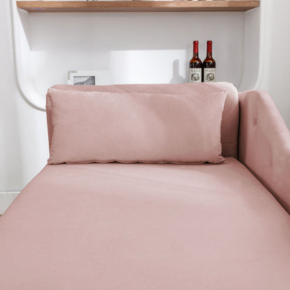 Chaise Lounge Indoor, Velvet Lounge Chair For Bedroom With Storage & Pillow, Modern Upholstered Rolled Arm Chase Lounge For Sleeping With Nailhead Trim For Living Room Bedroom Office - Pink