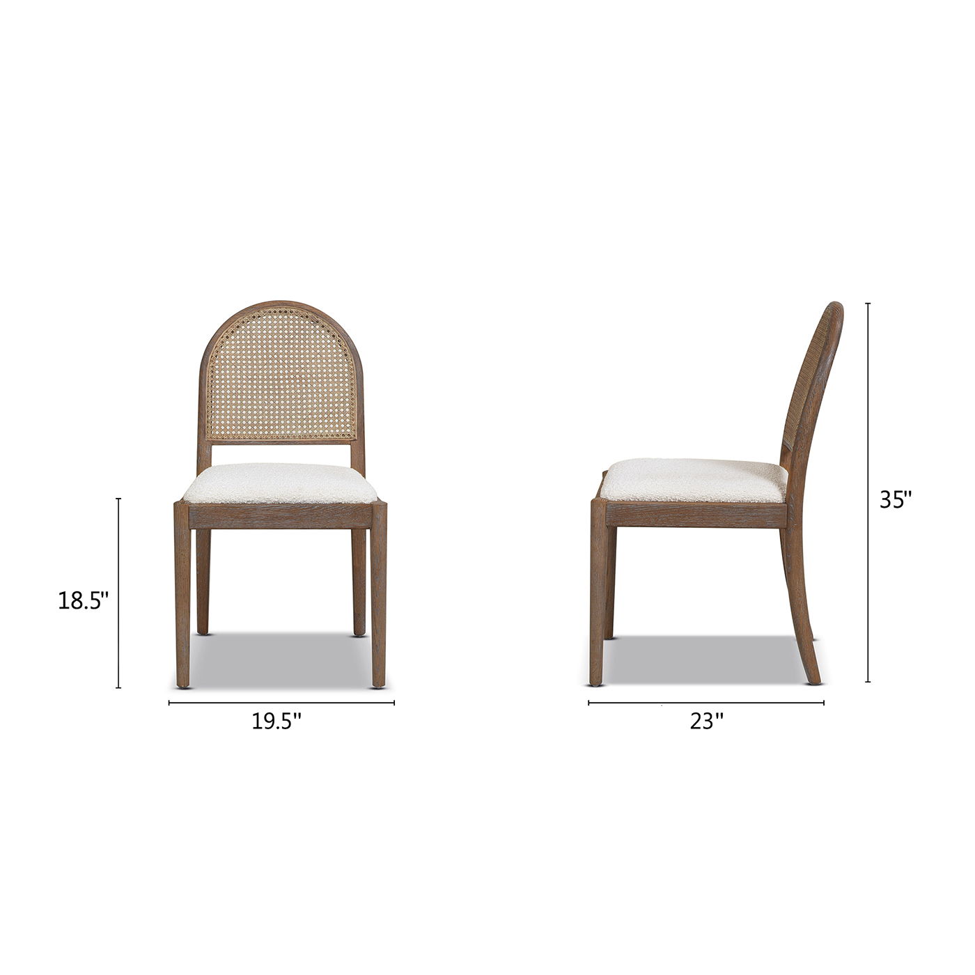Panama - Curved Cane Side Dining Chair (Set of 2) - Ivory White