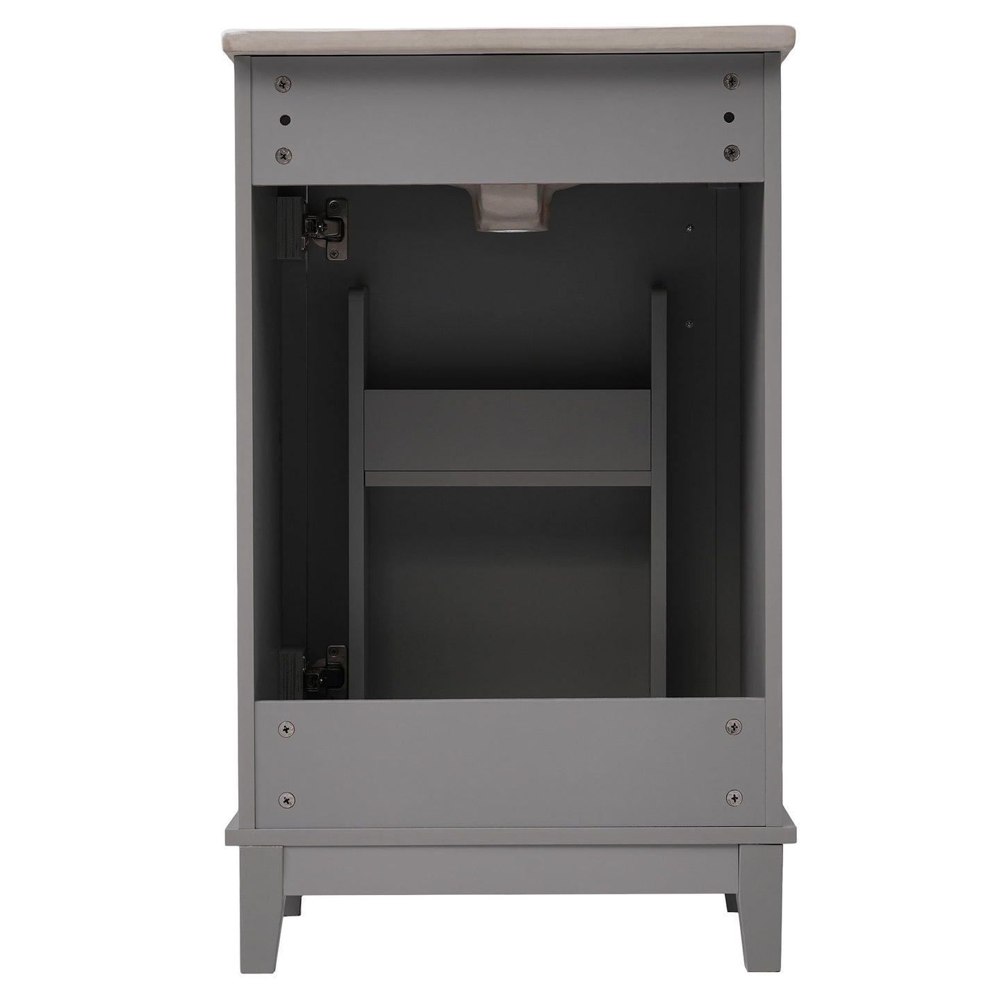 Modern Small Bathroom Vanity Cabinet With Ceramic Basin, Ample Storage, 1 Soft-Close Door - Gray