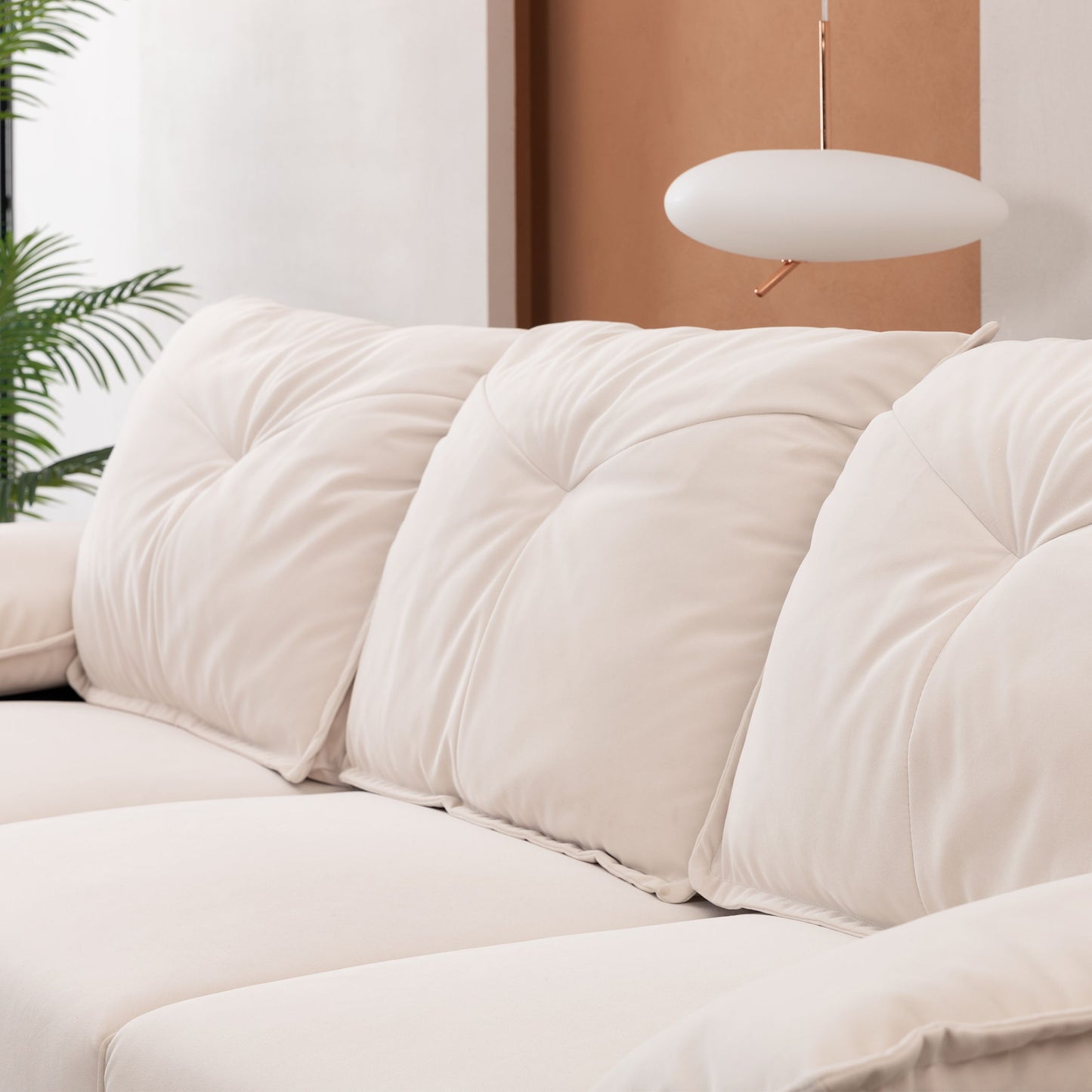 Modern Fabric Sofa With Removable Pillowcase And Backrest, Easy Care - Beige