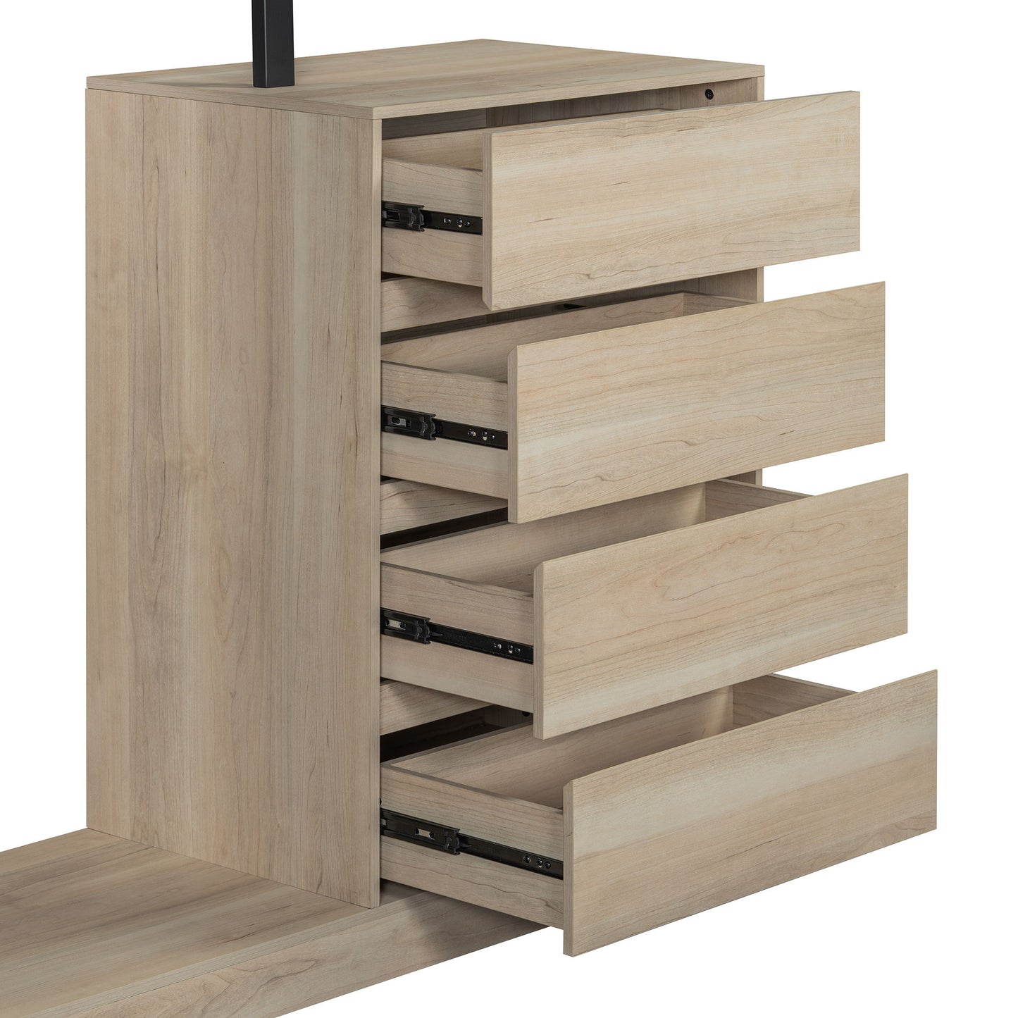 Wardrobe With 4 Drawers And 3 Shelves - Natural