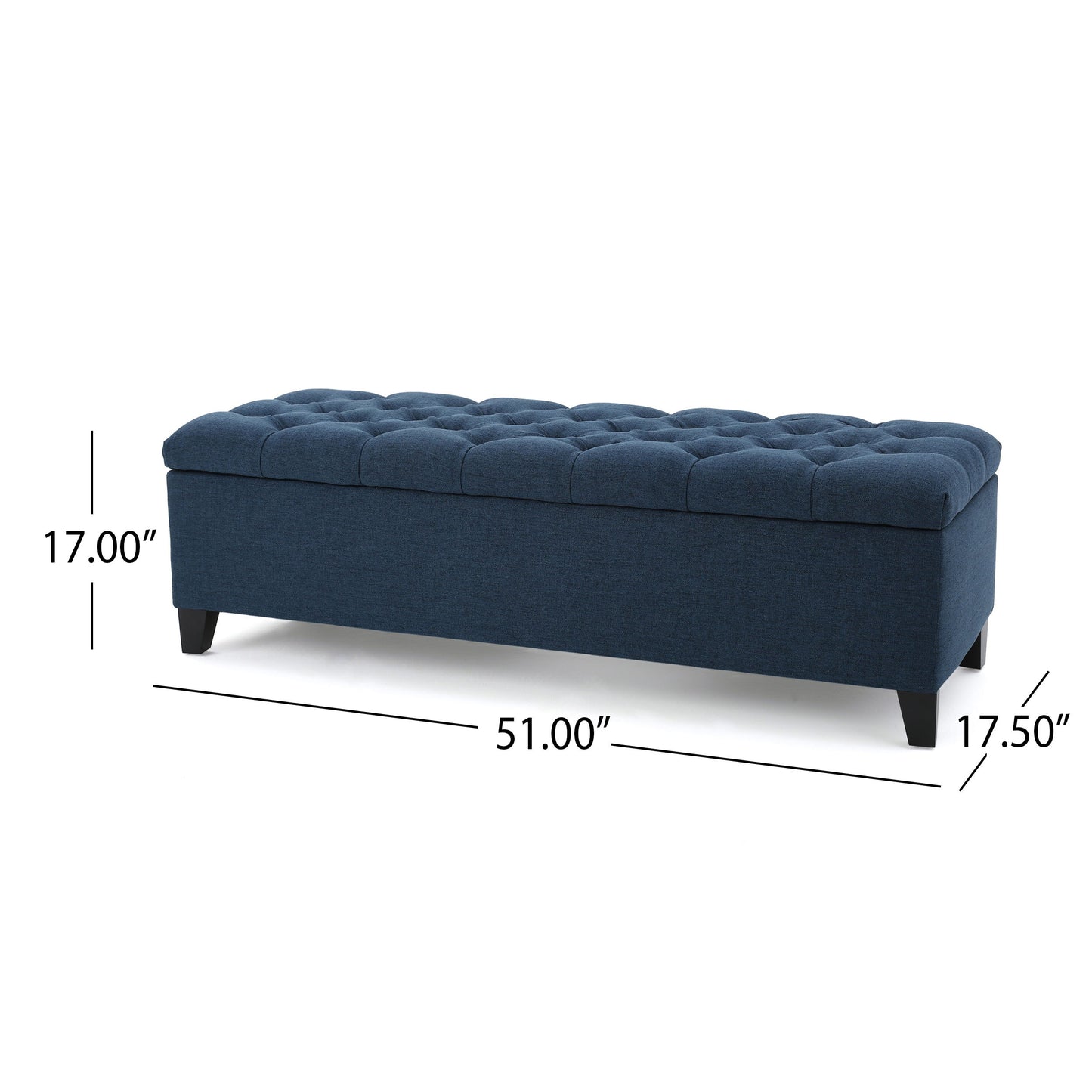 Glouster - Contemporary Storage Ottoman With Button Tufted Design - Navy Blue