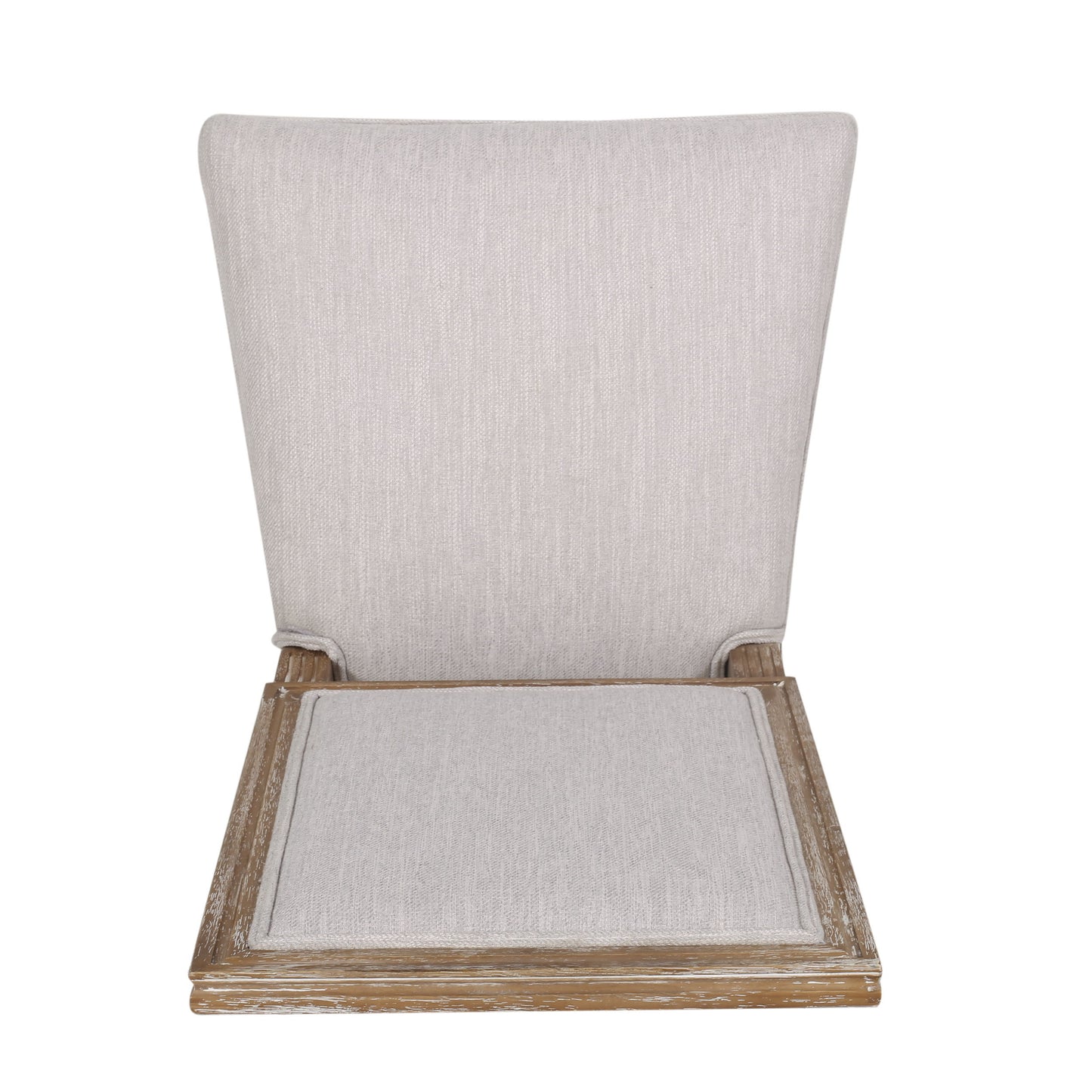 Vintage French Country Dining Chair Set With Cane Backrest, Upholstered Seats - Light Gray