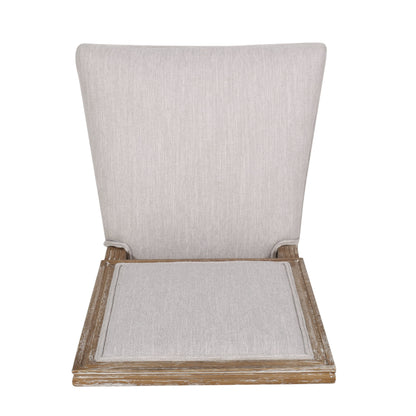 Vintage French Country Dining Chair Set With Cane Backrest, Upholstered Seats - Light Gray
