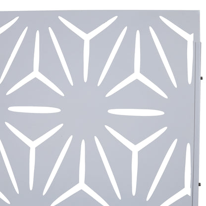 Outdoor & Indoor Metal Privacy Screen, Freestanding Decorative Panels For Deck, Balcony, Patio, Lawn, And Garden - White