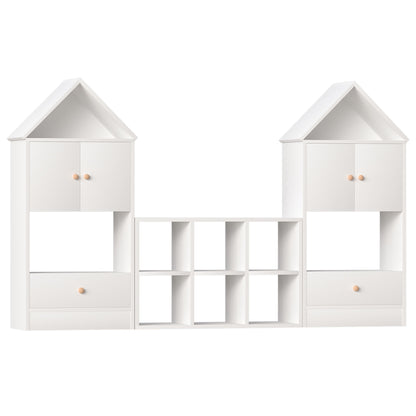 Versatile Children's Bookshelf With House-Shaped Design Multifunctional Storage - White