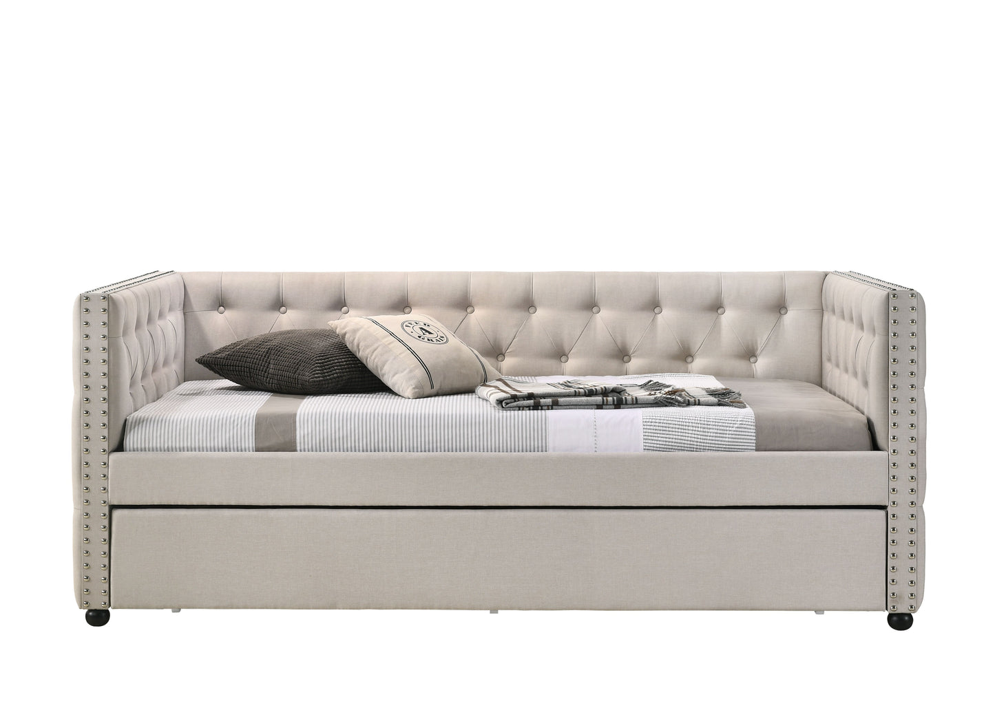 Romona - Overall Full Daybed With Trundle - Beige