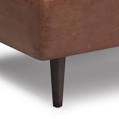 Shay - Mid Century Small Coffee Table Storage Ottoman - Distressed Saddle Brown