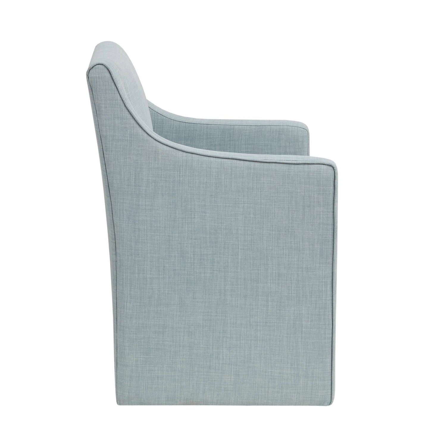 Upholstered Dining Arm Chair With Casters Woven - Light Gray Blue