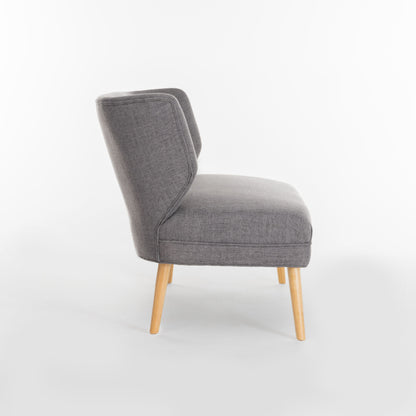 Classic Upholstered Loveseat With Curved Backrest - Gray