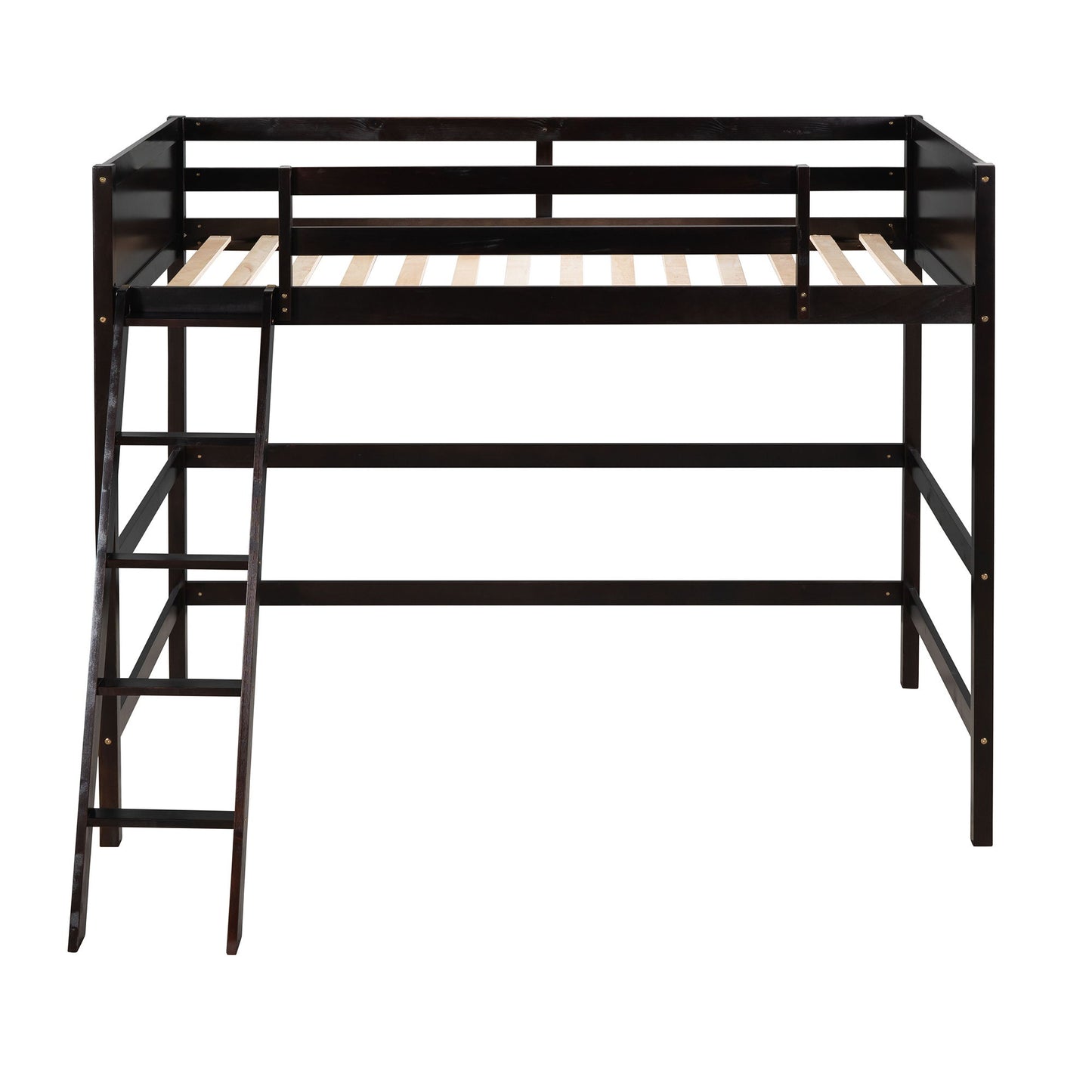 Twin Size Loft Bed With Ladder - Espresso