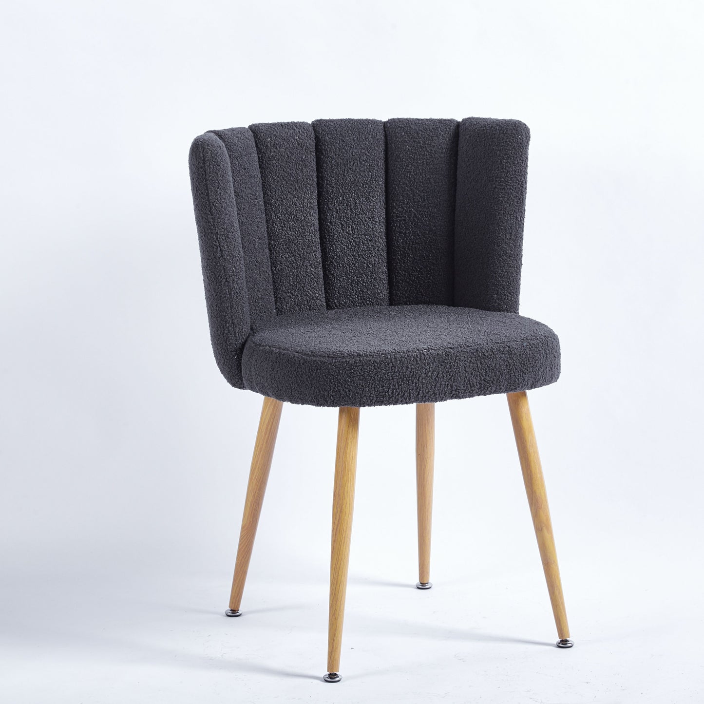 Modern Dining Chair (Set of 2) With Iron Tube Wood Color Legs, Shorthair Cushions And Comfortable Backrest, Suitable For Dining Room, Living Room, Cafe, Simple Structure - Gray