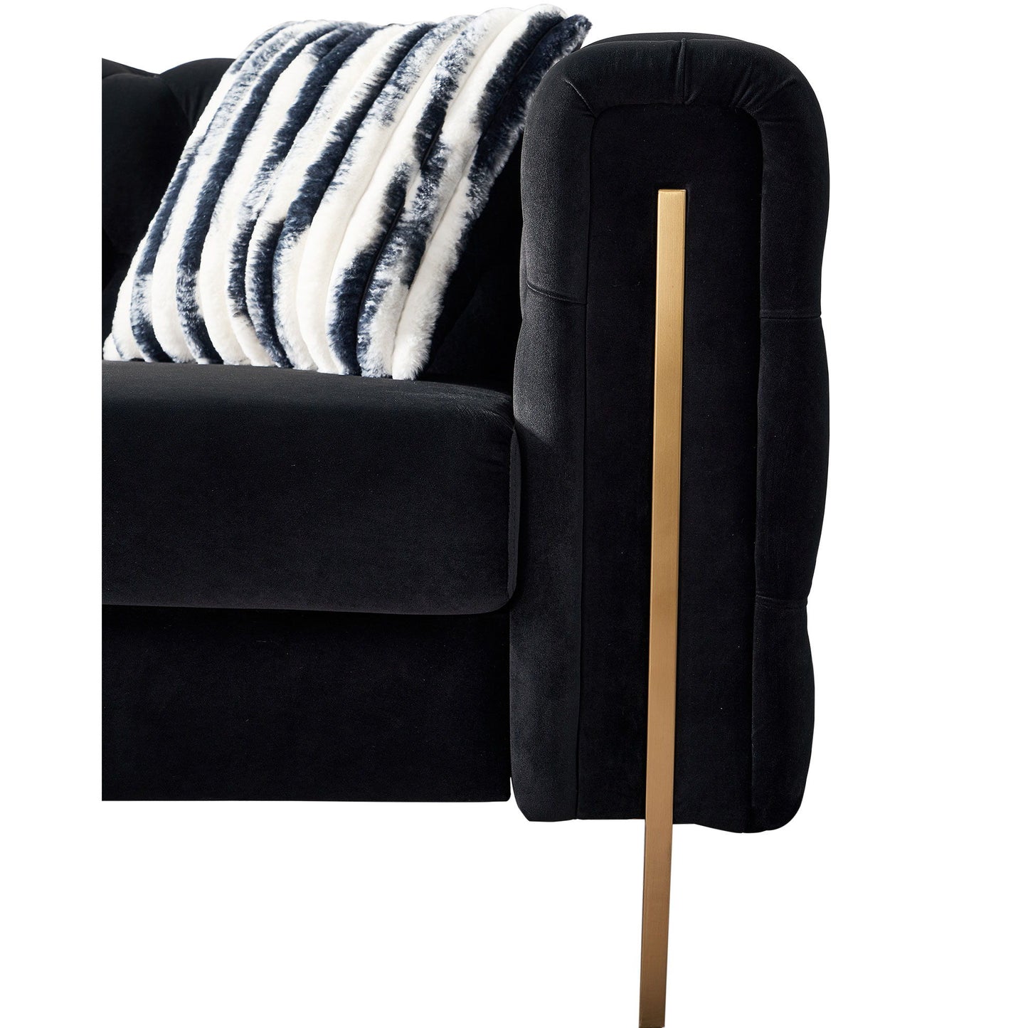 Chesterfield - Modern Tufted Velvet Living Room Sofa, 84.25''W Couch - Black