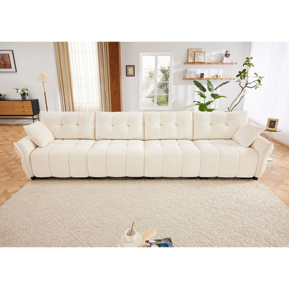 Modern 4 Seater Sofa Frame, Premium, High Resilience Cushions - White