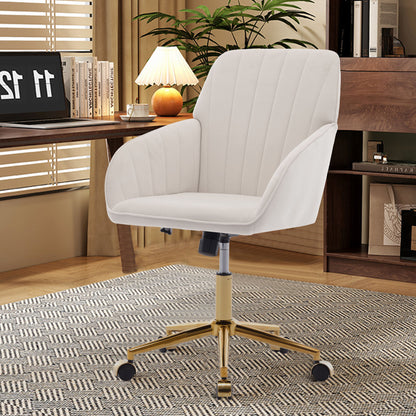 Ergonomic Swivel Office Chair, Adjustable And Comfortable - Beige