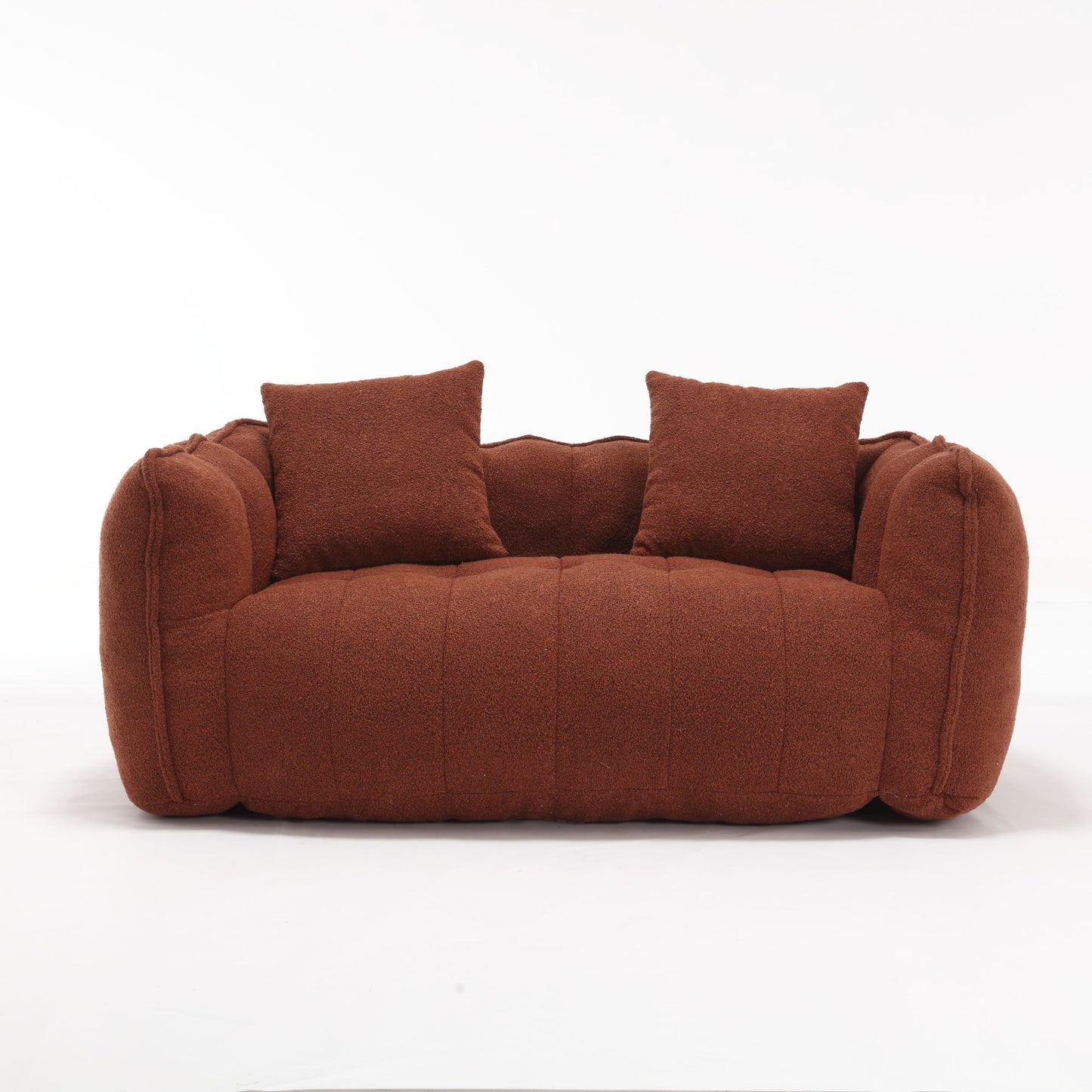 Soft Beanbag Chair With High Resilience Foam Core For Two People, The Comfortable Square Recliner Sofa Is Ideal For Family Members And Friends Engaged In Games, Reading, Watching TV - Red / Brown