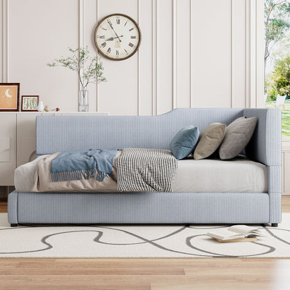 Twin Size L Shaped Upholstered Daybed - Gray