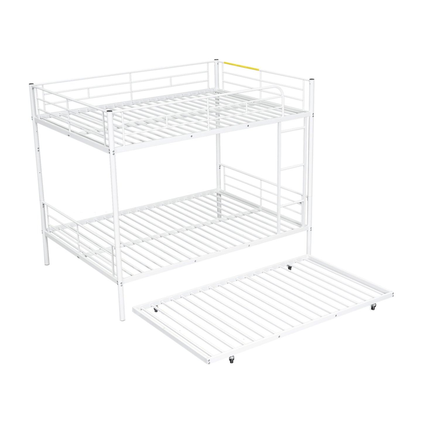 Full Over Full Metal Bunk Bed With Trundle - White