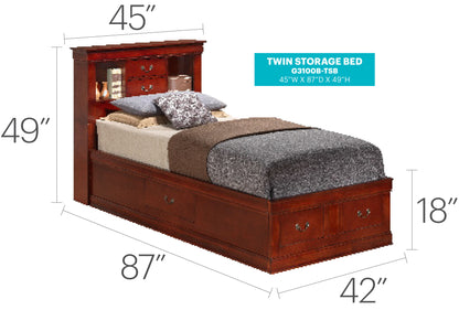 Louis Phillipe - Twin Storage Bed - Cherry