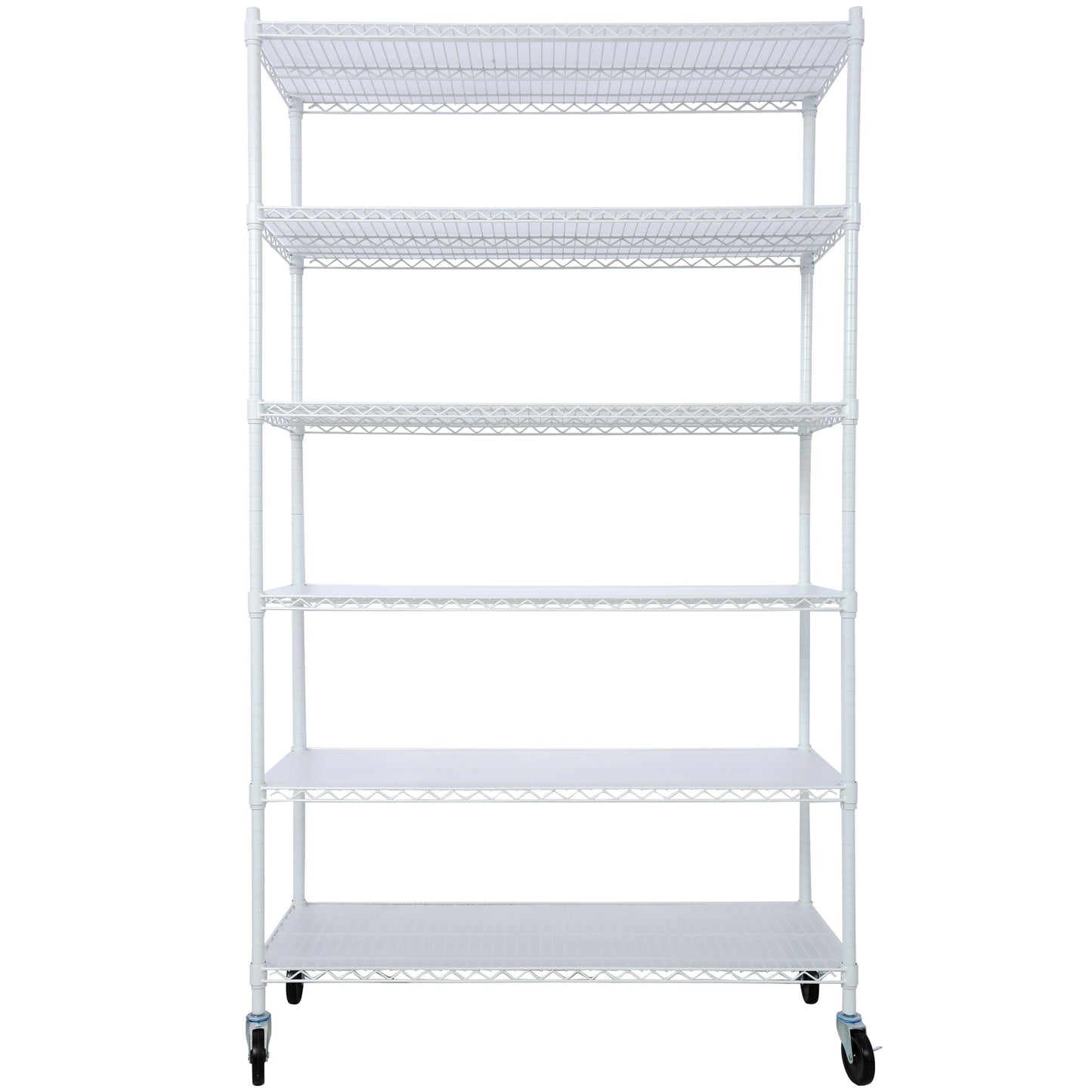 6 Tier 6000Lbs Capacity Nsf Metal Shelf Wire Shelving Unit, Heavy Duty Adjustable Storage Rack With Wheels & Shelf Liners For Commercial Grade Utility Steel Storage Rack - White