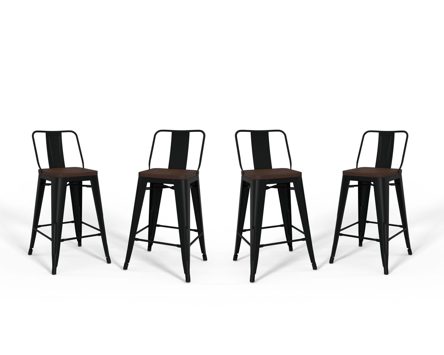 Rayne - Mid Century & Industrial Counter Height Stool (Set of 4) - Black