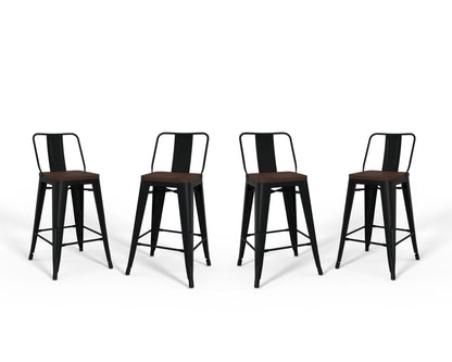 Rayne - Mid Century & Industrial Counter Height Stool (Set of 4) - Black