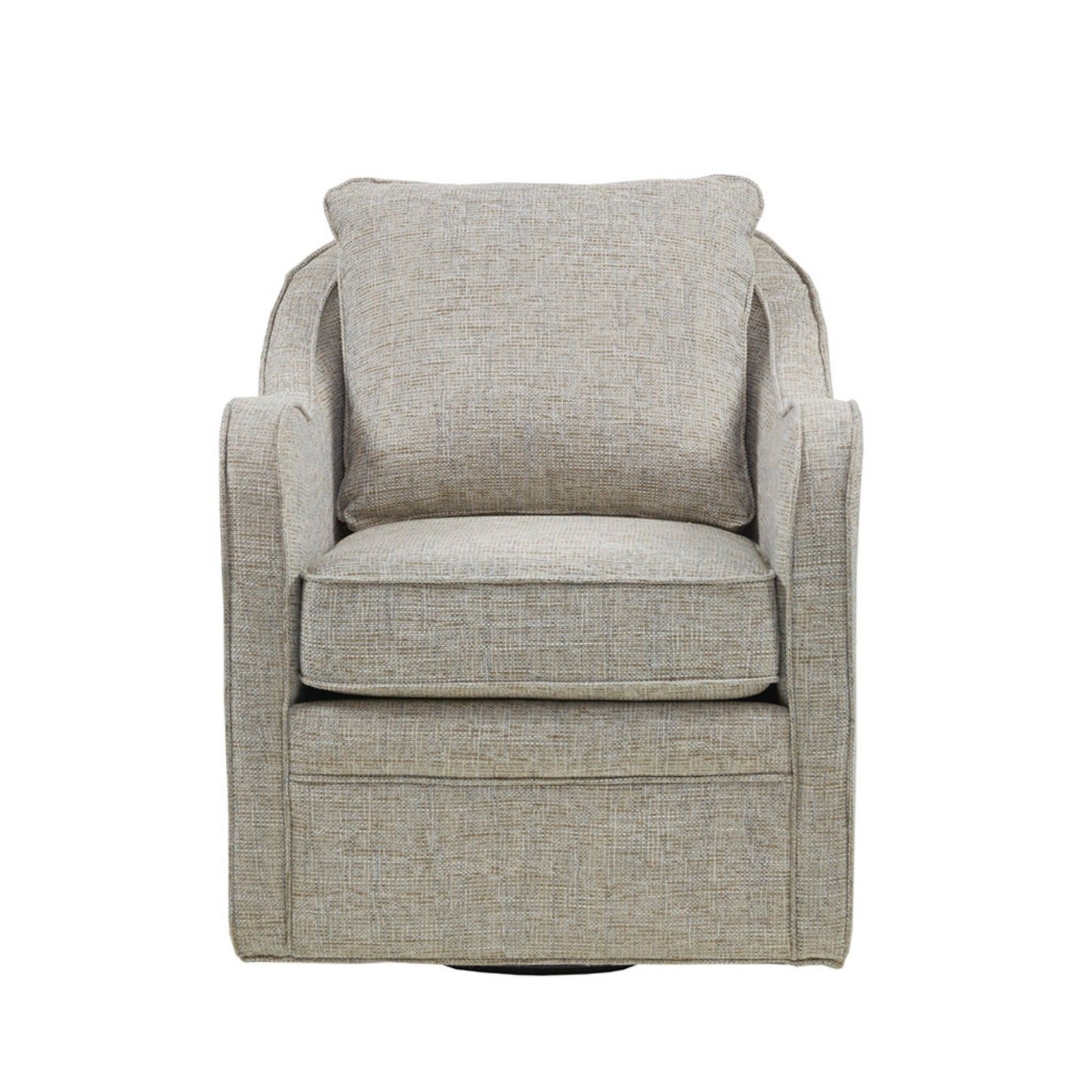Wide Seat Swivel Arm Chair With 360 Degree Rotation - Gray