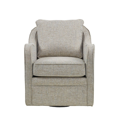 Wide Seat Swivel Arm Chair With 360 Degree Rotation - Gray