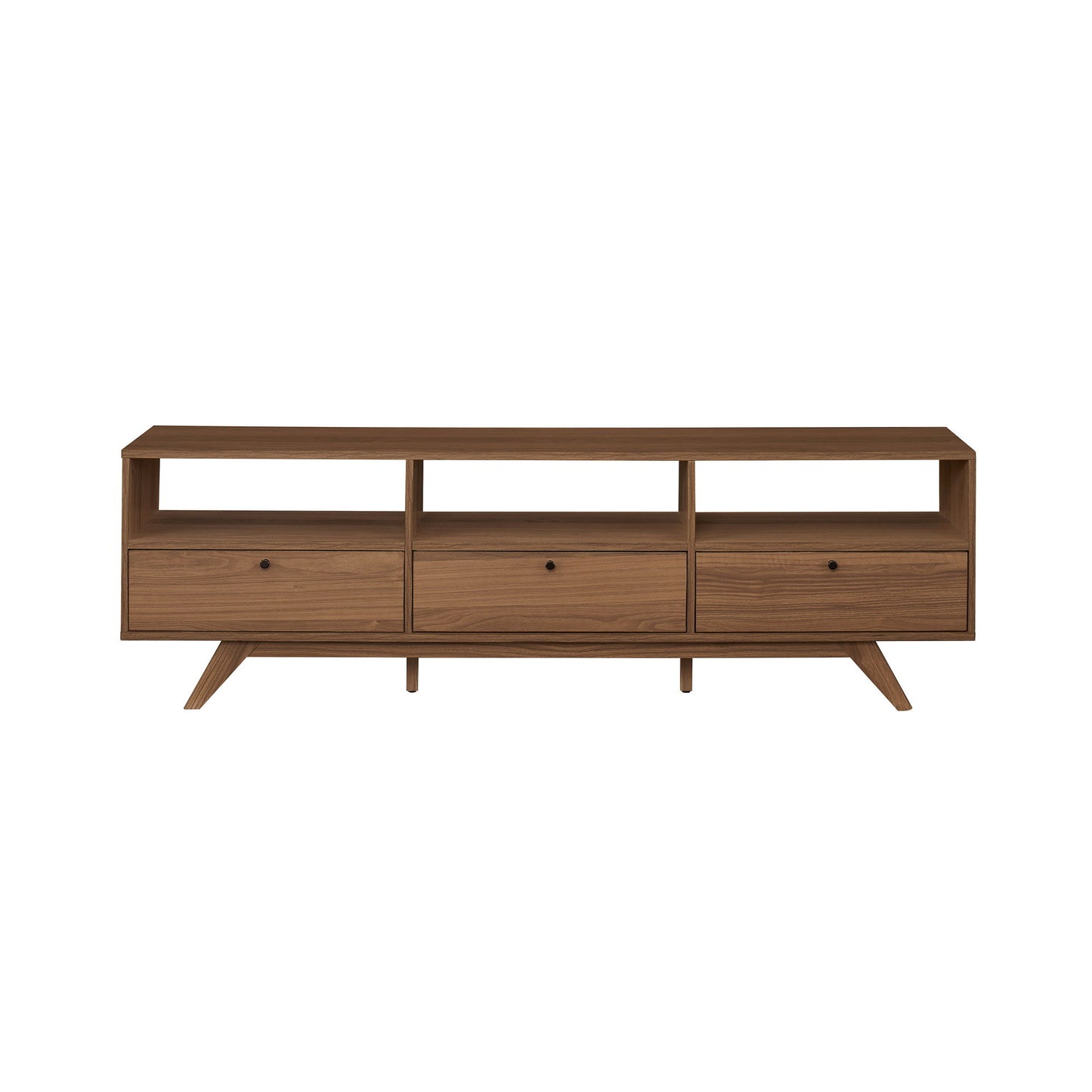 Modern Scandi 3 Door Low Profile TV Stand For TVs Up To 80" - Mocha