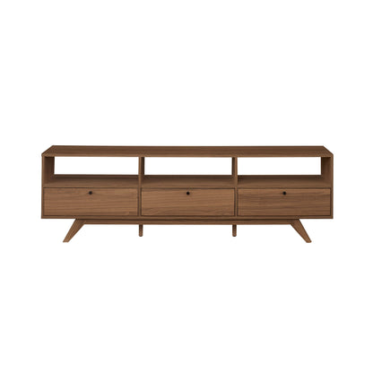 Modern Scandi 3 Door Low Profile TV Stand For TVs Up To 80" - Mocha