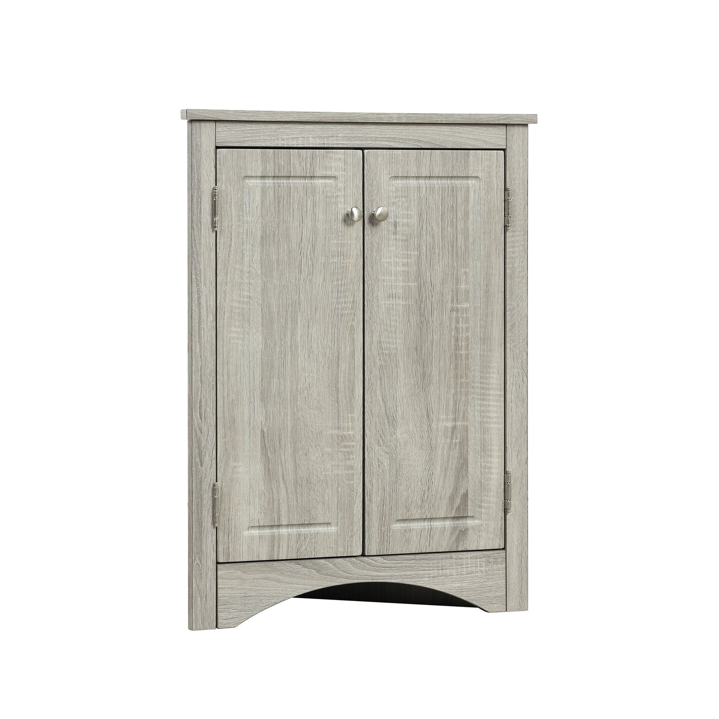 Triangle Bathroom Storage Cabinet With Adjustable Shelves, Freestanding Floor Cabinet For Home Kitchen - Oak