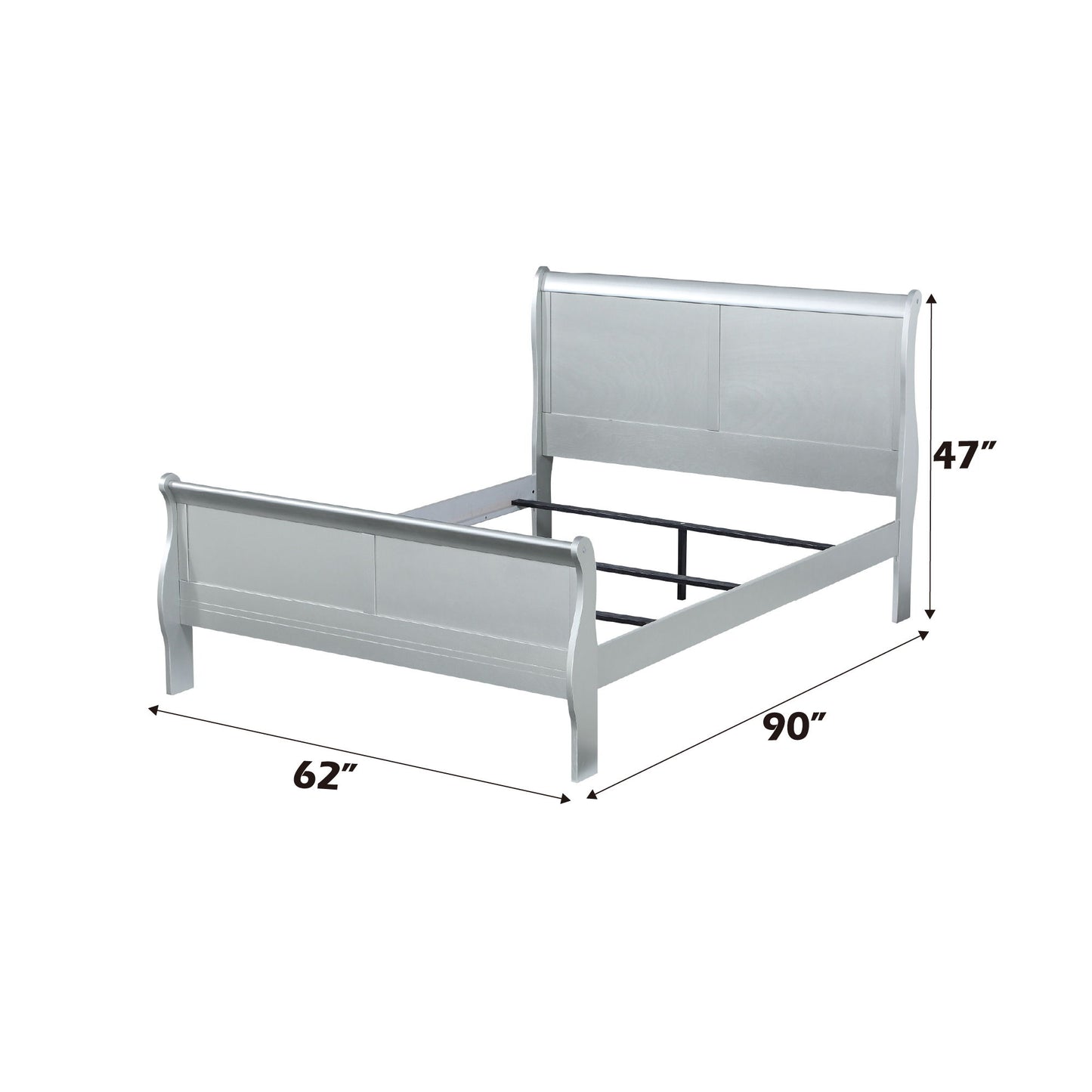Louis Philippe - 2 Piece Queen Bedroom Set Bed - Silver Gray