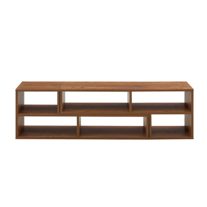 Modern 2 Piece Cube TV Stand With Open Storage, L Shaped Design - Walnut