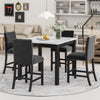 5-Piece Counter Height Dining Table Set With One Faux Marble Top Dining Table And Four Velvet Upholstered Chairs - Black