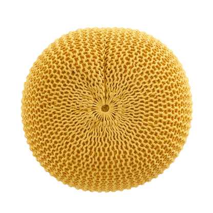 Bordeaux - Knitted Cotton Round Pouf Versatile Ottoman And Floor Cushionf - Yellow