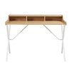 Design Laurel Writing Desk With Storage And Metal Crossed Legs - Natural / White