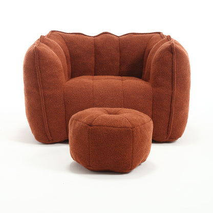Soft Bean Bag Chair With High Resilient Foam (Chips) - Red / Brown