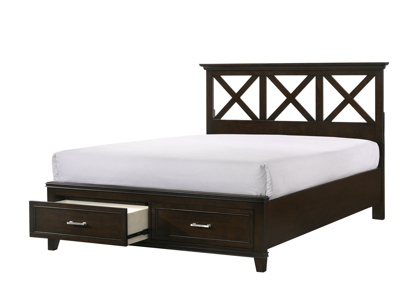 Queen X Storage Bed - Mahogany