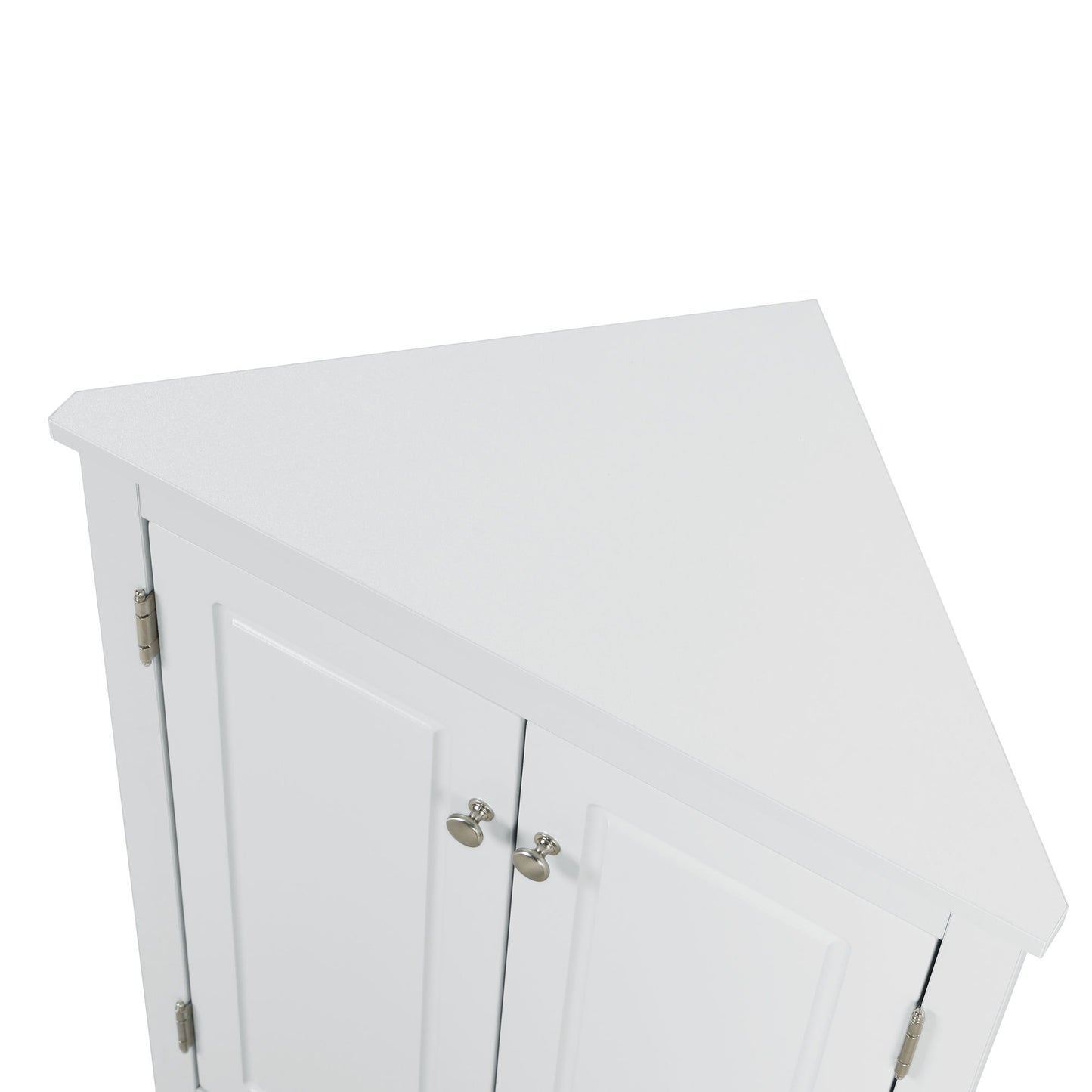 Triangle Bathroom Storage Cabinet With Adjustable Shelves, Freestanding Floor Cabinet For Home Kitchen - White