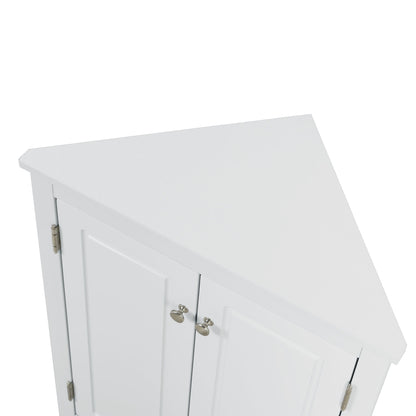 Triangle Bathroom Storage Cabinet With Adjustable Shelves, Freestanding Floor Cabinet For Home Kitchen - White