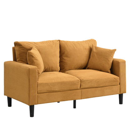 Modern Upholstered Loveseat Sofa, High Resilience, Wooden Frame 2 Seater For Small Spaces - Orange