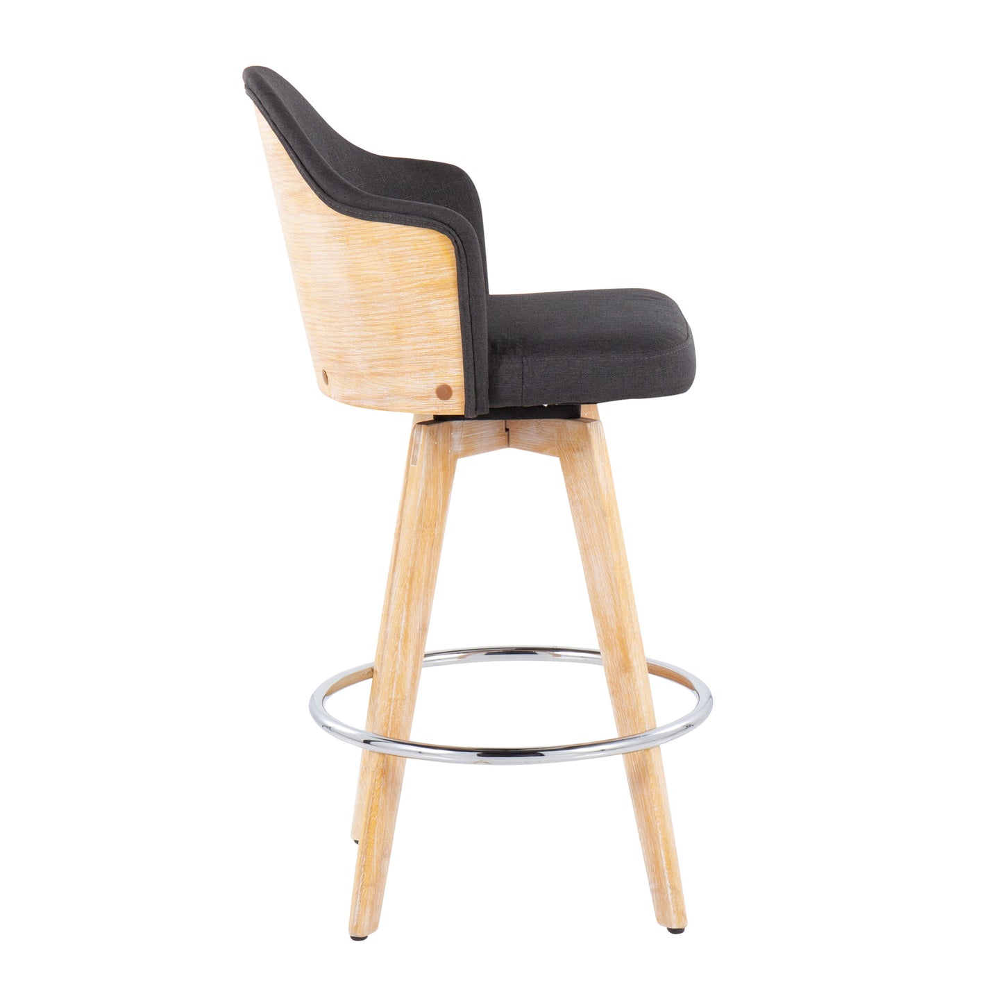 Ahoy - Contemporary Fixed Height Counter Stool With Legs / Round Footrest (Set of 2) - Charcoal / Natural