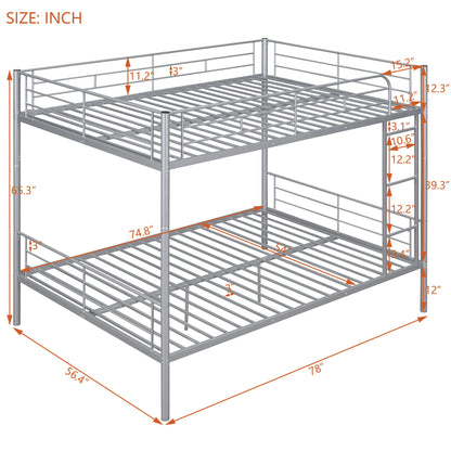 Full Over Full Metal Bunk Bed - Sliver