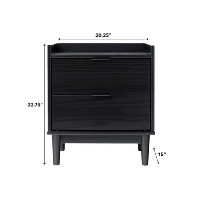 Mid-Century Modern 2 Drawer Nightstand - Black