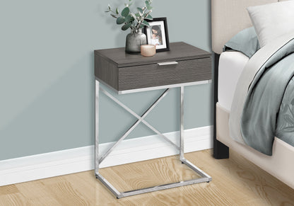 Accent Side Table, Storage Drawer, Modern - Gray