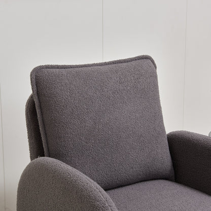 Modern Sherpa Upholstered Accent Chair, Comfortable Living Room Armchair, Lounge Chair For Bedroom, And Office - Gray