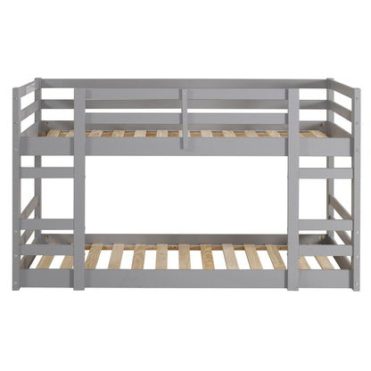 Classic Twin Over Twin Bunk Stackable Bed Frame - Gray