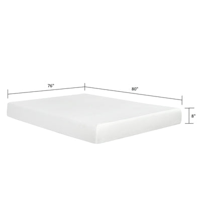 Plush 8" Medium Gel Memory Foam Mattress For King Size Bed With Breathable Aloe Vera Cover - White