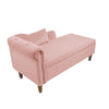 Chaise Lounge Indoor, Velvet Lounge Chair For Bedroom With Storage & Pillow, Modern Upholstered Rolled Arm Chase Lounge For Sleeping With Nailhead Trim For Living Room Bedroom Office - Pink
